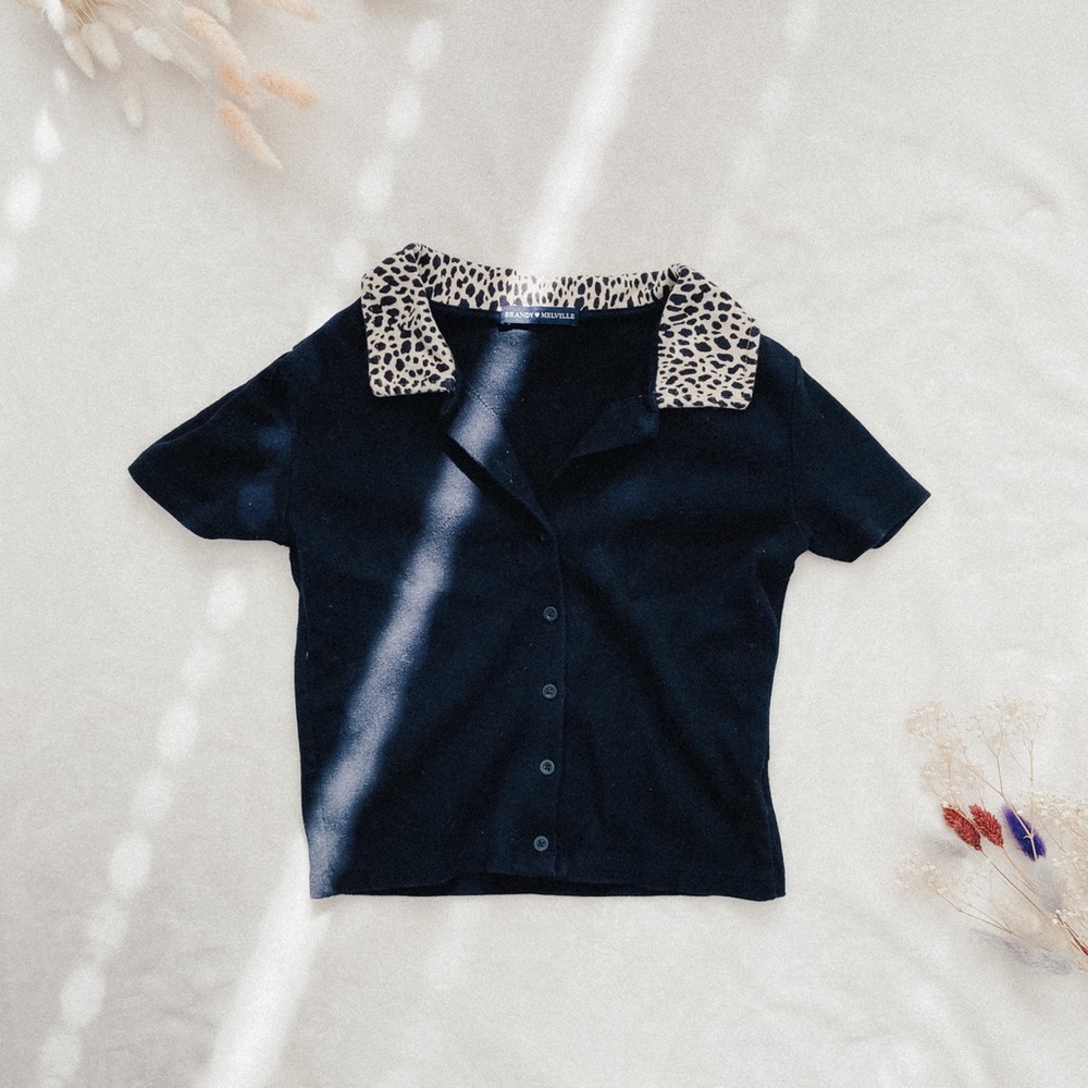 Brandy Melville Cheetah Collar Caroline Top